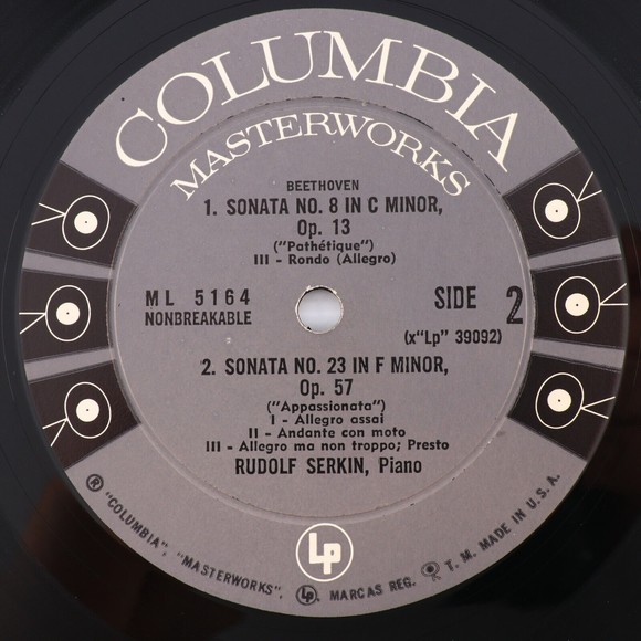 Beethoven, Rudolf Serkin Sonata No. 8, 14, 23 1956 Mono 6-Eye LP Record ML 5164 - Picture 12 of 16